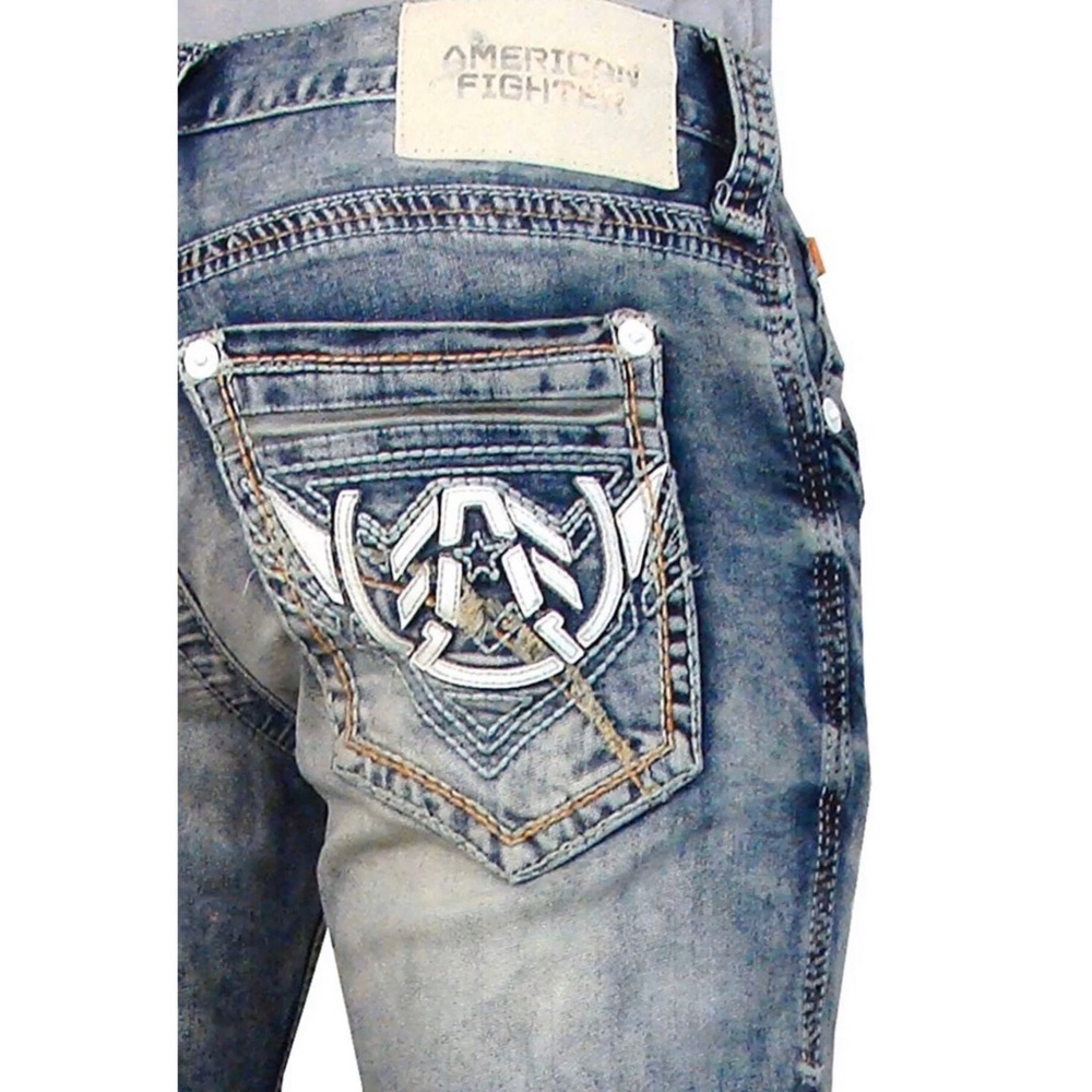 AMERICAN FIGHTER Men Denim Jeans LEGEND BATTLE FRA - Picture 2 of 9